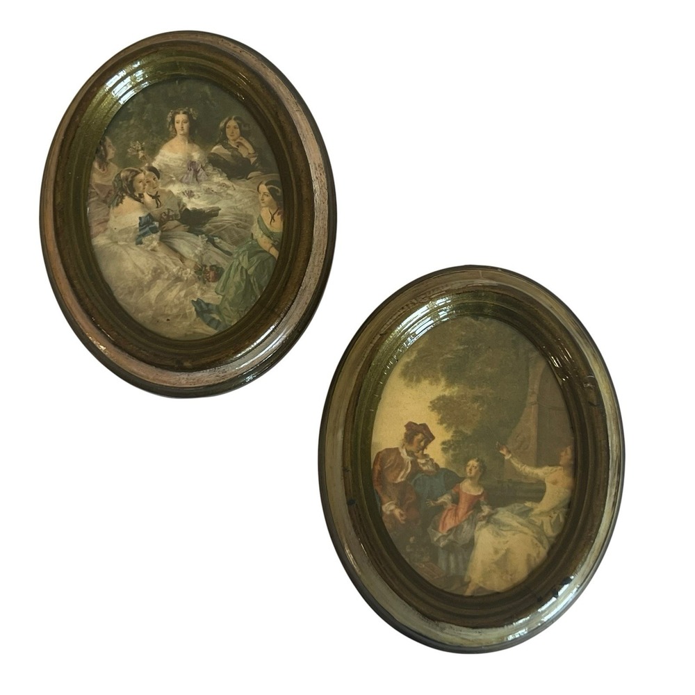 Italian Framed Oval Wall Art Set OFM Handcrafted In Italy Baroque Victorian